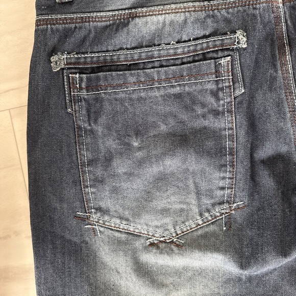 Rare VTG Blue Gear BG Premium Distressed  Baggy Hip Hop Y2K Denim Jeans 40x32 - Picture 10 of 11